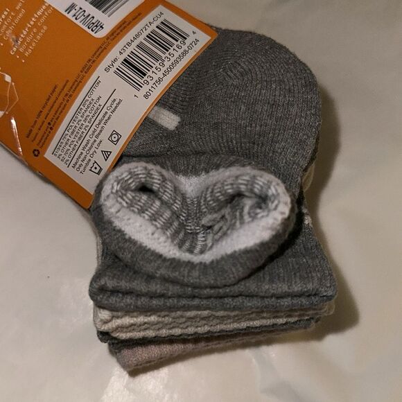 Timberland Ivory Gray Heather Aerated Half Cushioned Cotton Blend Socks 5 pack - Picture 8 of 8